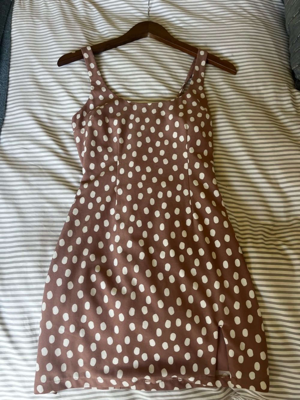 Abercrombie & Fitch Brown Polka Dot Mini Dress with White Spots